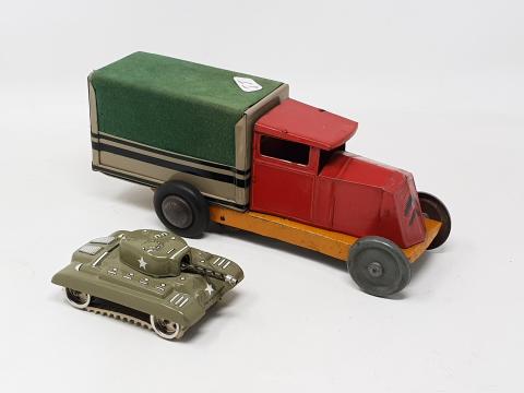 Lot De 2 Vieux Jouets En Tôle Mécanique - Voitures Ou Animaux - Occasion