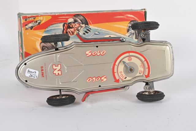Voiture Jouet Ancienne En Tôle - Tank De Course, Bleue, Vintage Tin Toy (France) - Occasion