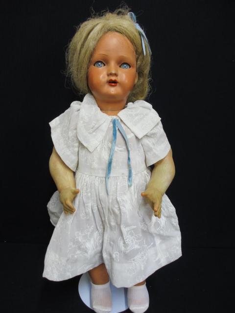 ANCIENNE POUPEE TETE RHODOID CORPS EN BOIS 31 CM 6