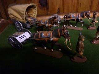 SOLDATS DE PLOMB ou Alu - Attelage Convoi Chariot 4 Chevaux EUR 60,00