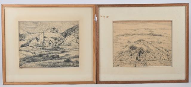 Henri Therme (1900-1973), Villages, deux vues au crayon signées, 24 x 31...