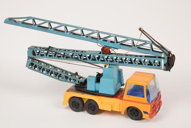 Camion Grue Joustra Mercedes En Tôle - Échelle 1/10 - Vintage Très Bel état