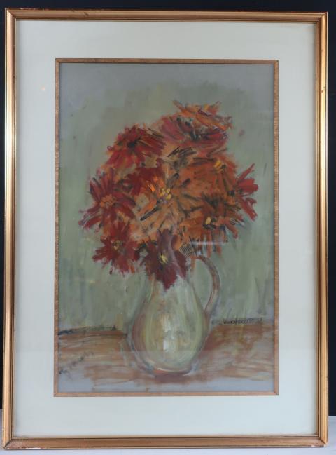 Nature Morte Monogrammée - Peinture Aquarelle XX, 57x47 Cm