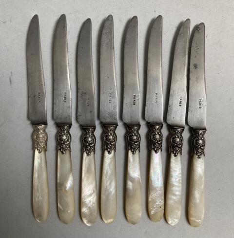 Lot De 5 Couverts De Service Granvigne - Manche Argent Fourré - Lame Chatellerault - Occasion