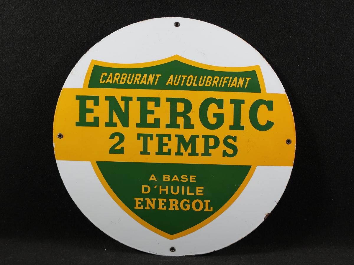 Grande plaque émaillée ancienne, pour la marque ENERGIC