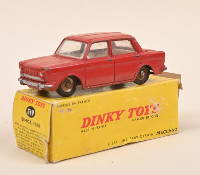 VRAI DINKY TOYS MECCANO FRANCE = SIMCA 1000 ROUGE 1962 Réf 519 /BOITE