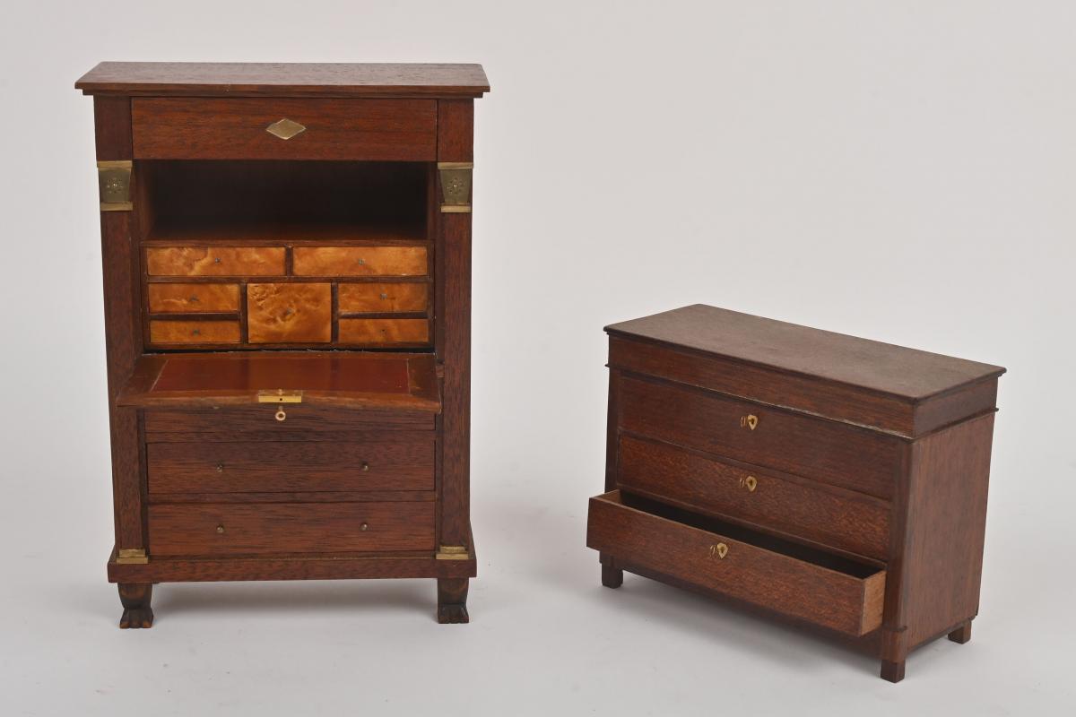 Meubles De Poupée Années 30 – Armoire + Chevet – Bois – Occasion
