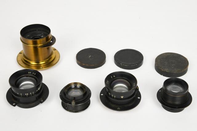 Vintage objectif en laiton Dallmeyer avec diaphragme rotatif