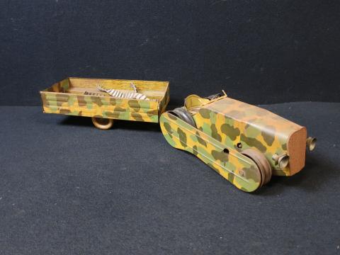Jouet mécanique tôle ancien Charles ROLLET tracteur transport