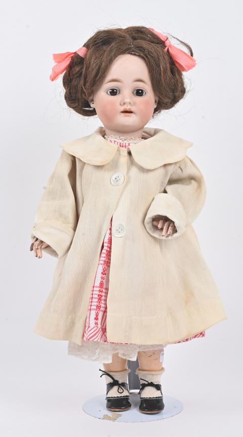 Ancienne Poupée GEBRUDER KUHNLENK Tête Porcelaine Yeux Bleus Bouche Ouverte - 40 Cm
