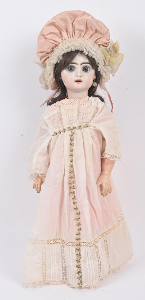 JUMEAU, rare poupée créole, tête porcelaine bouche ouverte, - Lot 1194