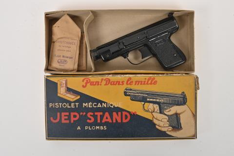 JEP : Pistolet mécanique haute précision, dans sa boîte d'origine avec sa cible (papi