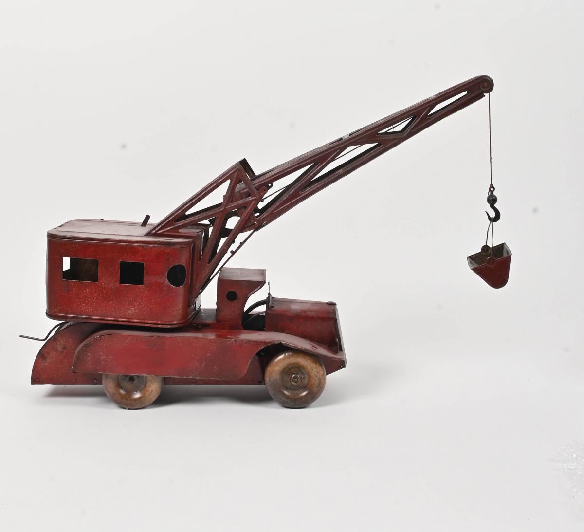 Camion grue en tôle Sanson Rico vintage