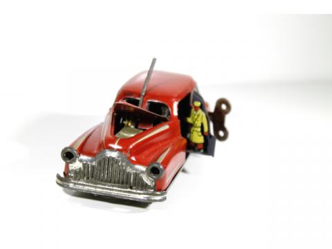 Grande Voiture Miniature Joustra En Tôle Rouge - Voiture De Sport Vintage France