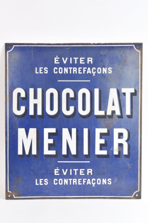 CHOCOLAT MENIER : Plaque émaillée, Émail Japy & Cie. 42.3 x 24.2cm