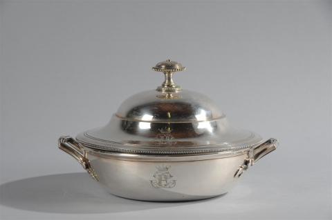 Ancien Légumier Soupière Plat Couvercle Métal Argenté 30x23cm | UK