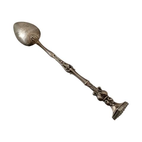 Cuillère à servir argent massif Vieillard armoiries lions couronne duc 19è