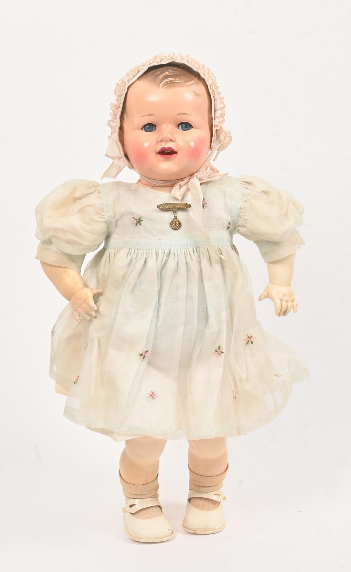 ANCIENNE POUPÉE RAYNAL N° 1 en rhodoïd 50cm + lot habits d'époque EUR 145,99 - FR