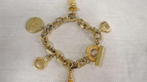 Bracelet Azzaro à Breloques Tutti Frutti Vintage - Métal Doré Rétro