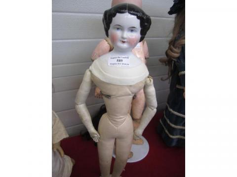 Belle poupée ancienne 53cm, tête biscuit reproduction DEP, corps ancien