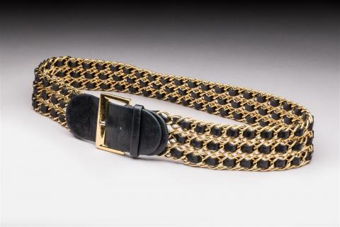 Ceinture Vintage Dorée Avec Chaînette - Style Rétro - Taille Environ 76cm + 15cm