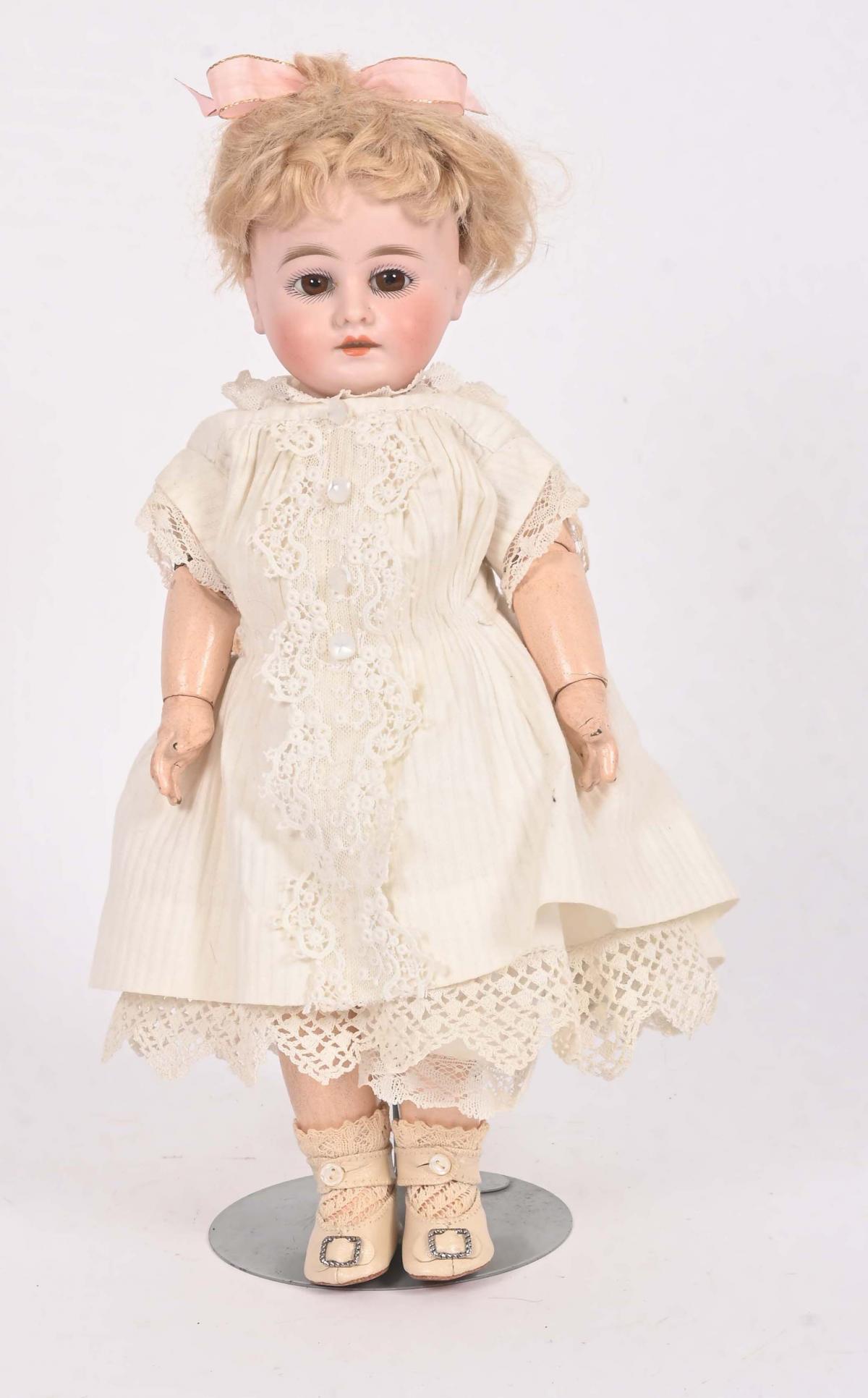 Ancienne poupée tête porcelaine Jumeaux ? Tete Numéroté 1 très bonne état Pas d'éclat ni cheveux Hauteur total 46 cm - Antiquités