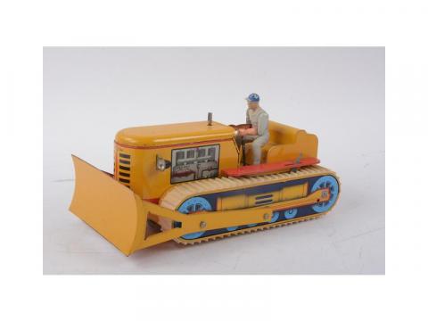 Bulldozer En Tôle Joustra – Ancien Jouet Vintage – Collection