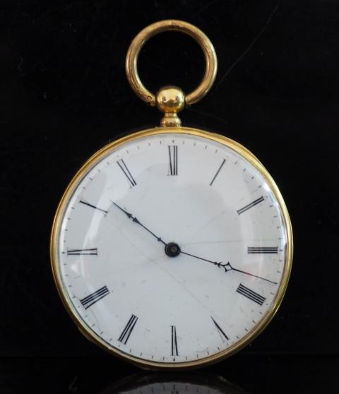 At Auction: MONTRE A GOUSSET en or jaune, le cadran émaillé à chiffres At Auction: MONTRE A GOUSSET en or jaune, le cadran émaillé à chiffres