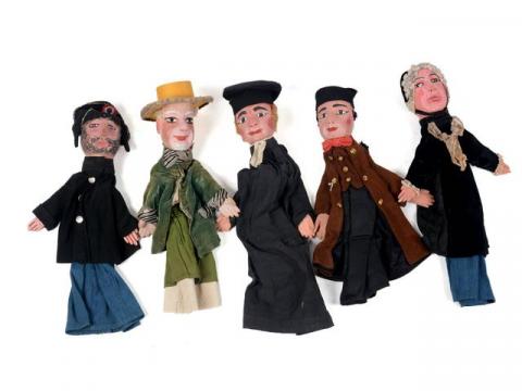 Lot De 3 Marionnettes à Gaine Vintage - Années 50 - Théâtre Enfant
