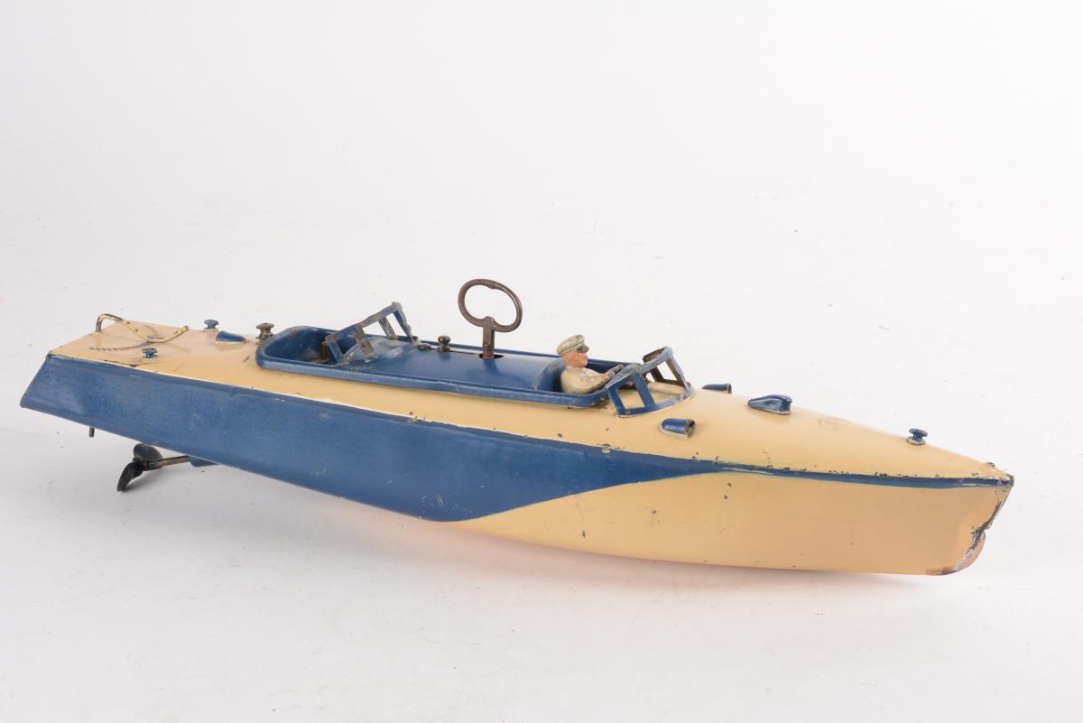 Canot Mécanique Ruban Bleu N°0 JEP – Jouet Bassin Tôle, France 1938