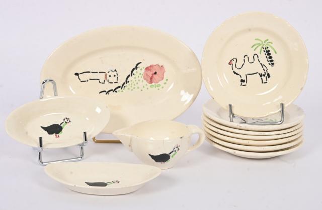 LOT ANCIENNE DINETTE porcelaine fleuries et enfants vintage années 70's