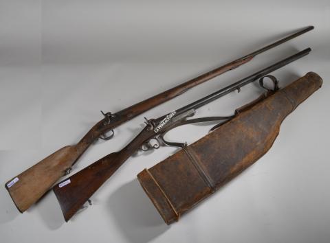 Ancien étui à Fusil De Chasse En Cuir – Jambon – Fabrication Française – Occasion – À Restaurer (couture à Refaire)