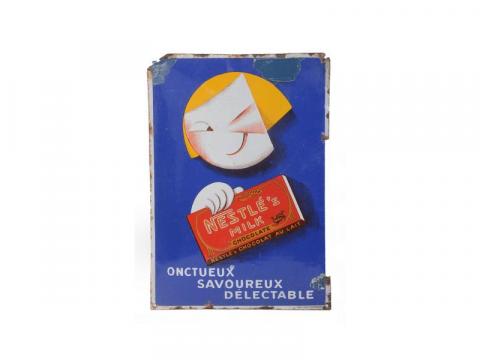 Plaque Métal Publicitaire 20x30 Cm Bombée – NESTLÉ’S MILK, Style émaillé