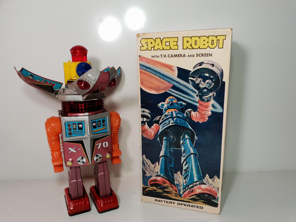 Jouet Animé Main Télescopique Robot Espace Années 60/70 - Astronaute Lune, Occasion Vintage