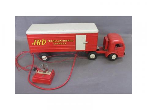 Camion Citroën JRD Avec Remorque - Jouet Ancien En Tôle Mécanique Joustra