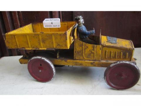 JOUET TOLE PEINTE ancien train de plancher wagon CR ou FV fin XIX eme