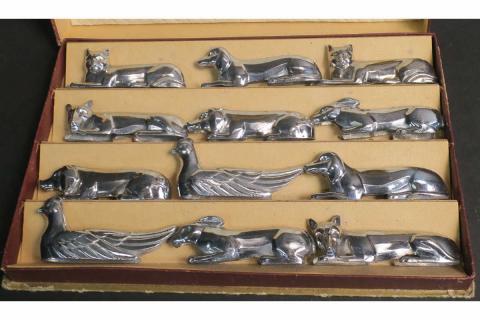 10 ANCIEN PORTE couteaux animaux Art Déco métal chromé cubique EUR 180,00 - FR