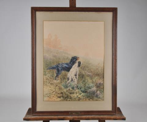Plat Ancien En Aluminium 34,5 Cm - Thème Chasse, Chien Et Bécasse - Déco Vintage