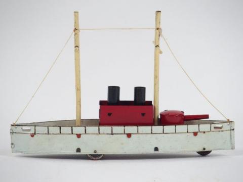 Bateau Jouet En Tôle - Modèle Vintage D'occasion, Décoration Ou Collection