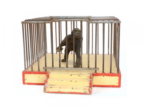 Jouet Ancien : Grande Charrette Cage En Bois Et Métal – Miniature – Sortie De Grenier