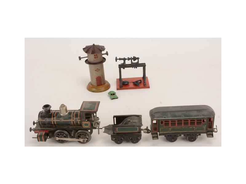 Train Ancien En Tôle Mécanique – Tintoy Repeint, 28 Cm – Pièce De Collection
