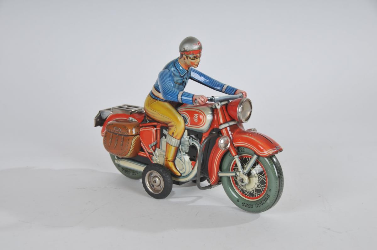 Moto En Tôle Lithographiée WJ – Friction – 16,5 Cm – Vintage Allemagne – Tintoy