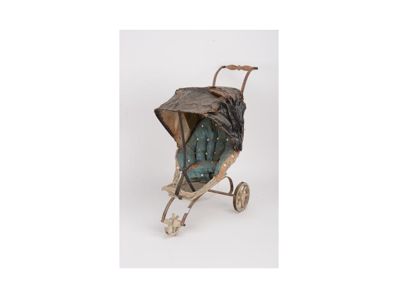 Ancienne Poussette De Poupée En Bois Et Métal – Vintage 60 Cm – Bon état