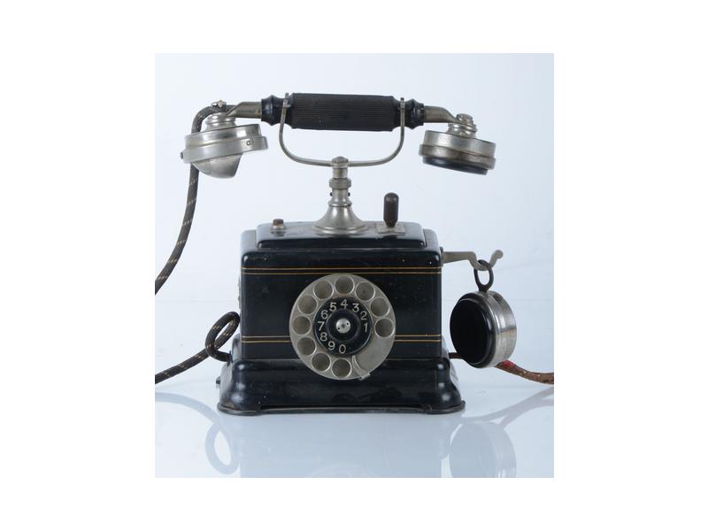 Ancien Jouet Téléphone En Tôle Peinte Noire - Vintage, Occasion, Fabrication Française