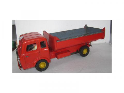 Camion Benne Mécanique Joustra – Bleu Et Rouge – Jouet Ancien – Occasion