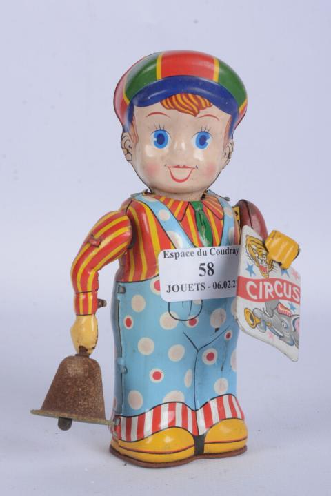 Hochet Maracas Clown En Tôle Lithographiée – Jouet Ancien Musical – Cirque