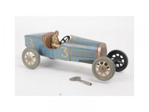 Jouet Ancien Voiture En Tôle JEP - Type Bugatti - Mécanique - État D'usage