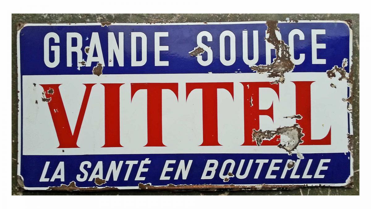 RARE SEAU A CHAMPAGNE ANCIEN Grevin métal publicitaire plaque lettres Émaillées