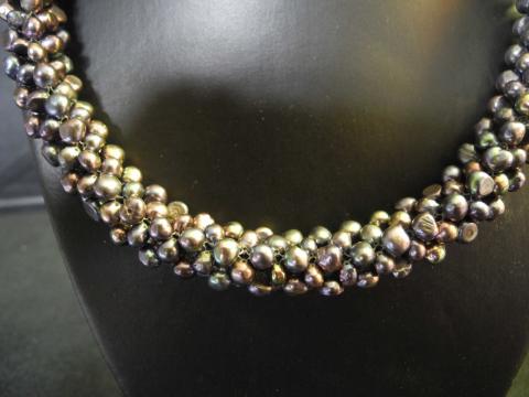 Collier de perles de culture en chute, bijou ancien