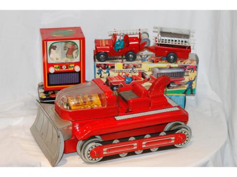 Ancien Camion De Pompier En Tôle – Nomura – Jouet Vintage
